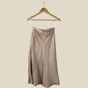 High waisted satin midi skirt